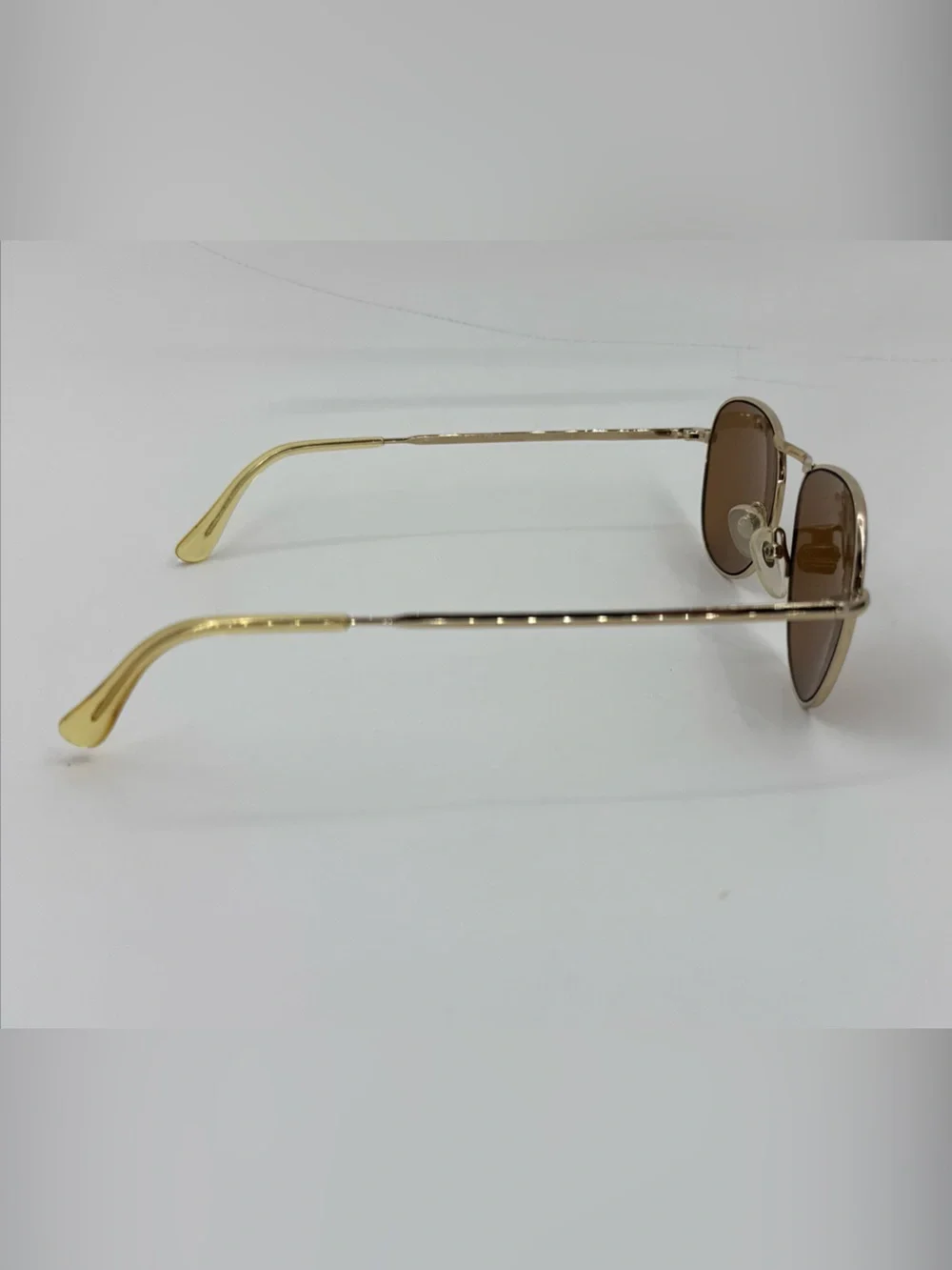 Vintage 1990s Helmut Lang Original Sunglasses Gold Tone Frame Brown Lens w/ Case